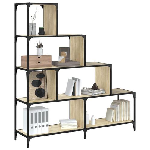 vidaXL Boekenkast 4-laags 139x33,5x149 cm bewerkt hout, Huis en Inrichting, Kasten | Boekenkasten, Nieuw, Overige houtsoorten