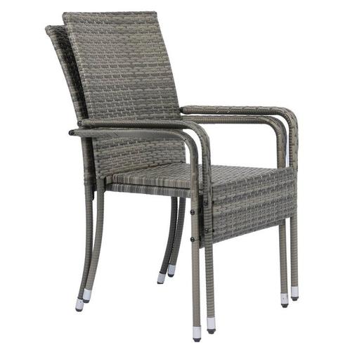 Tweedekans | Juskys Set van 2 Tuinstoelen Yoro - Polyrotan -, Tuin en Terras, Tuinsets en Loungesets, Zo goed als nieuw, Ophalen of Verzenden