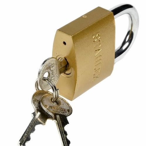 Stahlex Hangslot - Ø 50 mm - Inclusief 3 sleutels - Gehar.., Doe-het-zelf en Verbouw, IJzerwaren en Bevestigingsmiddelen, Nieuw