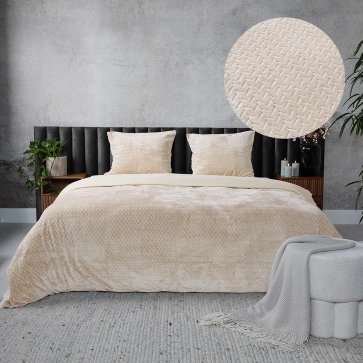 Teddy Hongaarse punt dekbedovertrek - crème-wit - 240 x, Huis en Inrichting, Slaapkamer | Beddengoed, Nieuw, Verzenden