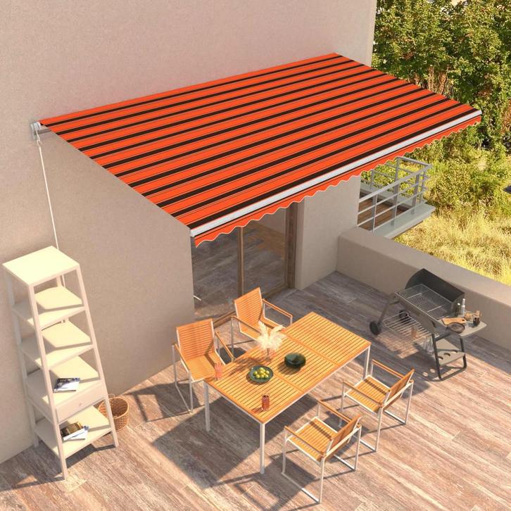 vidaXL Luifel handmatig uittrekbaar 600x300 cm oranje en, Tuin en Terras, Zonneschermen, Nieuw, Verzenden