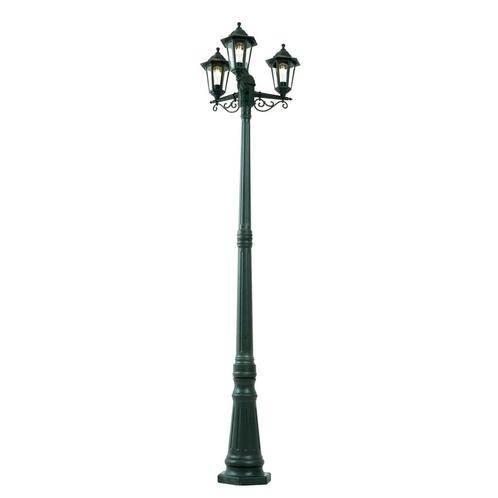 Klassieke buiten lantaarn donker groen 217cm 3-lichts IP44 -, Tuin en Terras, Buitenverlichting, Nieuw, Minder dan 50 watt, Kunststof