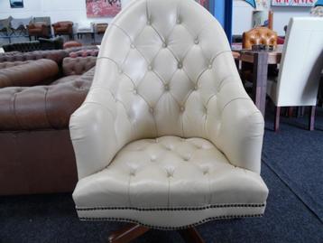 Chesterfield Maarssen ! Creme Leren Chesterfield Bureaustoel