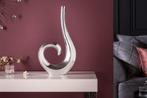 Moderne vaas WAVE 47cm zilver aluminium gepolijst decoratie, Huis en Inrichting, Ophalen of Verzenden, Nieuw
