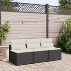 vidaXL Tuinbanken 2 st zonder armleuning met kussens poly, Verzenden, Nieuw, Rotan