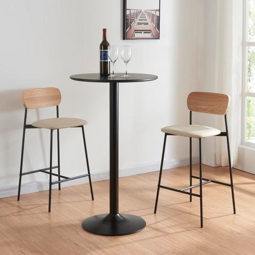 [en.casa] Barkruk set van 2 Jyväskylä 89x40x45 cm beige en z, Huis en Inrichting, Stoelen, Nieuw, Verzenden