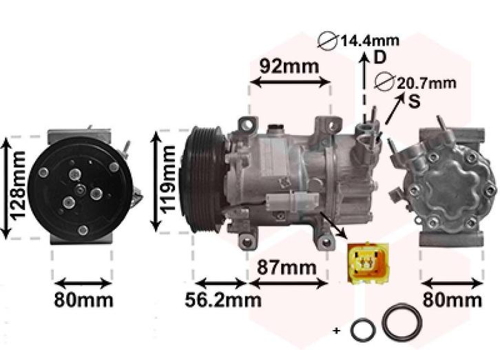 AIRCO COMPRESSOR VOOR CITROEN BERLINGO G_ 2002-2007 006453KS, Auto-onderdelen, Airco en Verwarming, Nieuw, Ophalen of Verzenden