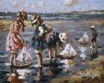 Francis Cristaux (1950) - Fillettes au Bord de Mer et les