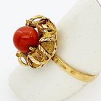 Ring - 18 karaat Geel goud - 3.50ct. tw. Koraal, Sieraden, Tassen en Uiterlijk, Ringen, Nieuw