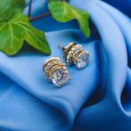 Exclusieve gouden oorbellen met diamant | 2,90 ct., Gebruikt, Overige kleuren, Ophalen of Verzenden, Met edelsteen