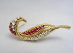 Broche - 18 karaat Geel goud Diamant (Natuurlijk) - Robijn, Sieraden, Tassen en Uiterlijk, Antieke sieraden