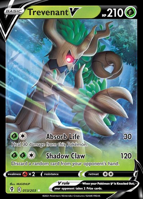 Trevenant V 013/203 Evolving Skies, Hobby en Vrije tijd, Verzamelkaartspellen | Pokémon, Losse kaart, Nieuw, Foil, Ophalen of Verzenden