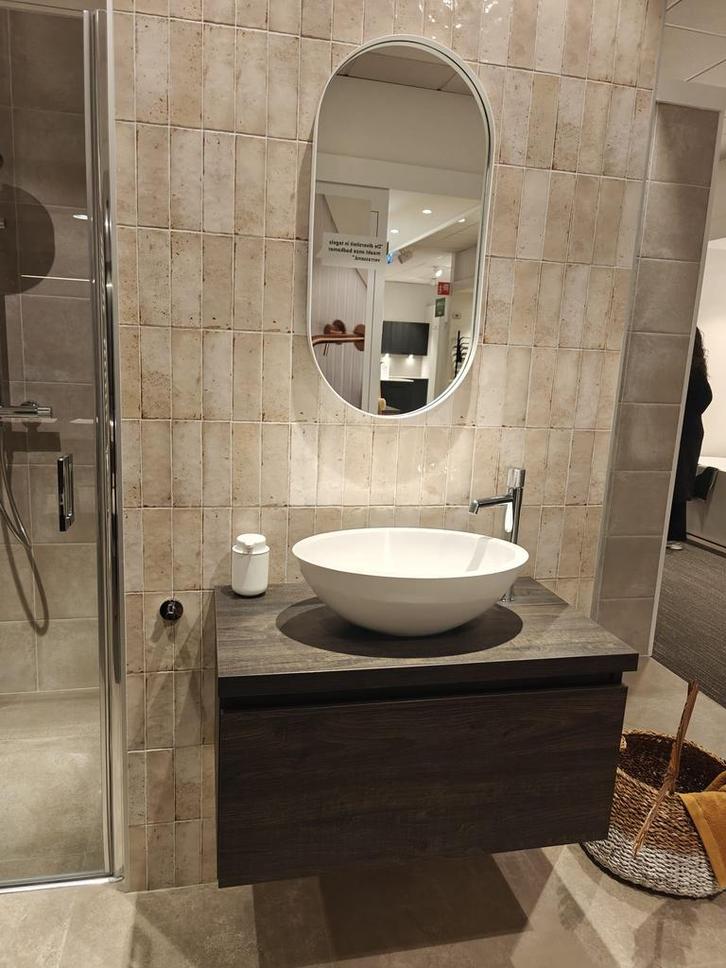 Badmeubel 80cm met waskom incl kraan en spiegel - 0036, Huis en Inrichting, Badkamer | Badkamermeubels, Wastafelkast, Nieuw, 50 tot 100 cm