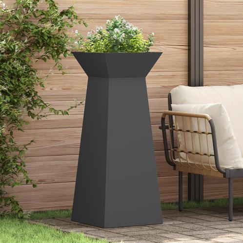 vidaXL Tuinpilaren 2 stuks met schaal Zwart 40x40x100 cm, Tuin en Terras, Bloembakken en Plantenbakken, Nieuw, Metaal, Verzenden