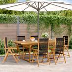 vidaXL 7-delige Tuinset polypropeen en massief hout zwart, Verzenden, Nieuw, Hardhout, Tuinset