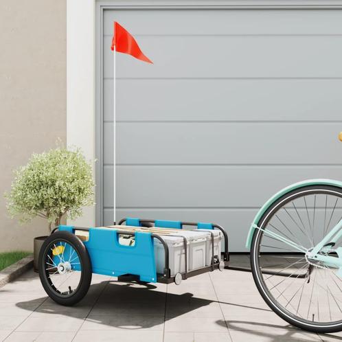 vidaXL Fietstrailer oxford stof en ijzer blauw, Fietsen en Brommers, Fietsaccessoires | Aanhangers en Karren, Nieuw, Verzenden