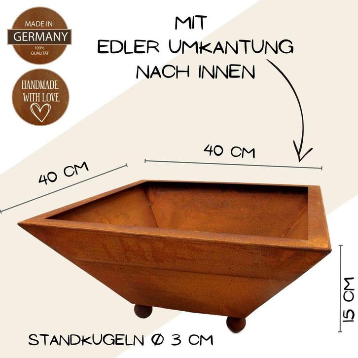 Roest decoratieve plantenbak | 40 x 40 cm diepte 15 cm| met, Huis en Inrichting, Woonaccessoires | Wanddecoraties, Nieuw, Verzenden