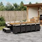 vidaXL 15-delige Tuinset met kussens poly rattan zwart, 4 zitplaatsen, Nieuw, Tuinset, Verzenden