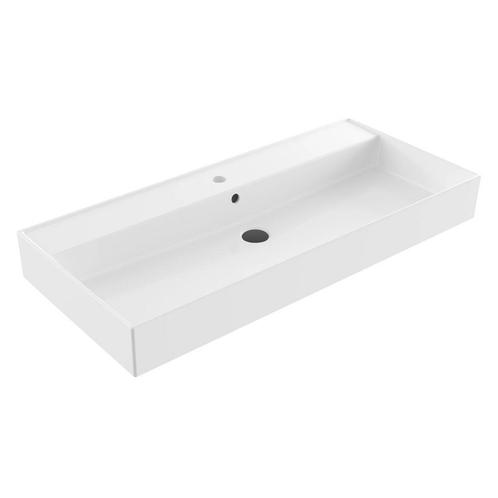 Wastafel Sanilux Edge Keramiek 100 1 Kraangat Glans Wit, Doe-het-zelf en Verbouw, Sanitair, Overige typen, Nieuw, Ophalen of Verzenden