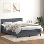 vidaXL Boxspring met matras fluweel donkergrijs 140x210 cm, Verzenden, Nieuw, Grijs, Stof