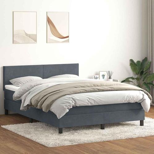 vidaXL Boxspring met matras fluweel donkergrijs 140x210 cm, Huis en Inrichting, Slaapkamer | Bedden, Grijs, Nieuw, Stof, Verzenden