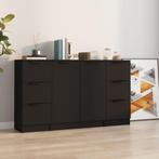 vidaXL Dressoirs 3 st bewerkt hout zwart, Huis en Inrichting, Kasten | Dressoirs, Verzenden, Nieuw, 50 tot 100 cm, 25 tot 50 cm