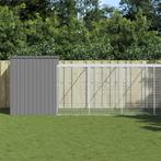 vidaXL Hondenhok met ren 214x661x181 cm staal lichtgrijs, Dieren en Toebehoren, Verzenden, Nieuw