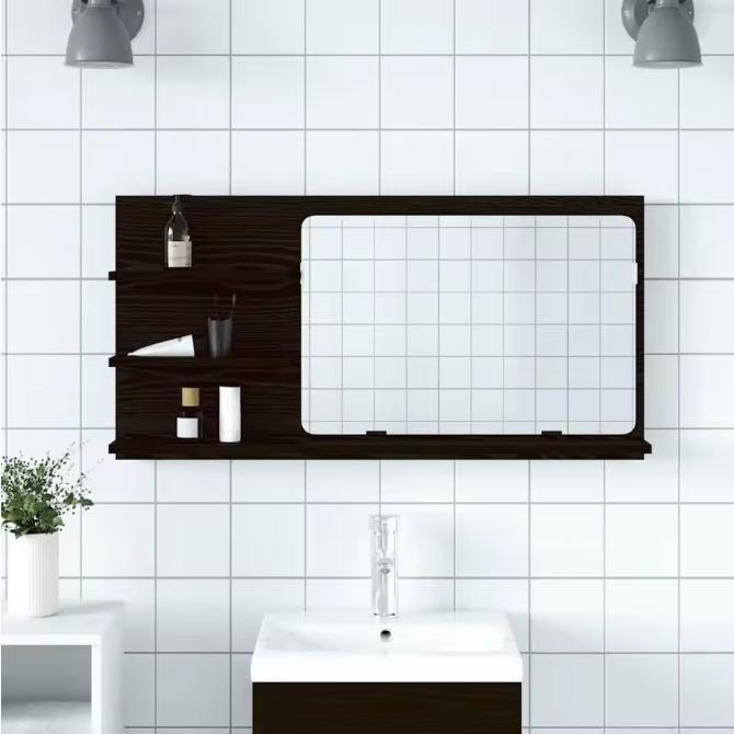 Badkamerspiegelkast Zwart Eiken – Wandkast met Opbergruimte, Huis en Inrichting, Kasten | Overige, Verzenden