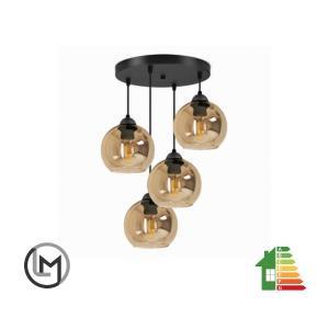 Hanglamp – Industrieel 4-Lichts Amber – Woonkamer - Bollamp