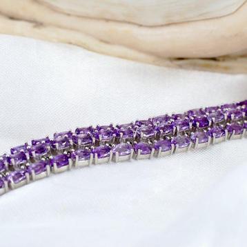 Zonder Minimumprijs - Armband Zilver - 20.00ct. tw. Amethist beschikbaar voor biedingen