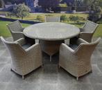 Bilbao Riccione dining tuinset 150 cm rond 6-delig grijs, Tuin en Terras, Ophalen of Verzenden, Nieuw, Wicker