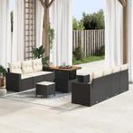 vidaXL 10-delige tuinsofa set met kussen zwart poly rattan, Verzenden, Nieuw