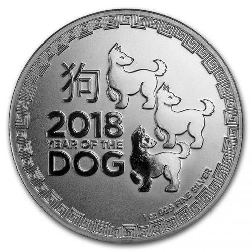 Lunar - Year of the Dog (New Zealand) 1 oz 2018, Postzegels en Munten, Munten | Oceanië, Losse munt, Zilver, Verzenden