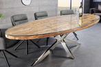 Massieve eettafel BARRACUDA 220cm bruin teakhout zilver, Ophalen of Verzenden, Nieuw