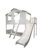Stapelbed met glijbaan | Wit Grenen/MDF | OP=OP, Nieuw, Ophalen of Verzenden, 100 cm of meer, Hoogslaper of Stapelbed