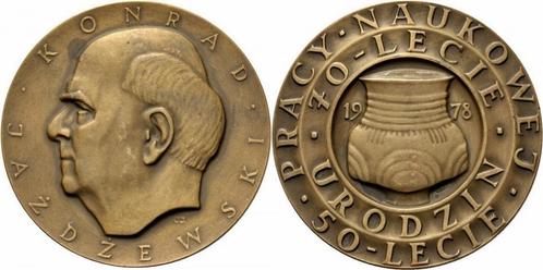 Konrad Jazdzewski Polen Bronze Medaille 1978 Archaeologie..., Postzegels en Munten, Penningen en Medailles, Verzenden
