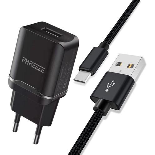 Phreeze® Gecertificeerde USB Stekker + USB-C Kabel 1 Meter, Telecommunicatie, Mobiele telefoons | Telefoon-opladers, Ophalen of Verzenden