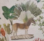 Exclusieve stof met uitgestorven dieren, Quagga, scimmione, Antiek en Kunst