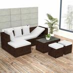 vidaXL 4-delige Loungeset met kussens poly rattan bruin, Tuin en Terras, Tuinsets en Loungesets, 4 zitplaatsen, Nieuw, Loungeset