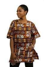 Bruine patronen Bogolan Dashiki Shirt / Dashiki Jurk - Afrik, Ophalen of Verzenden, Nieuw