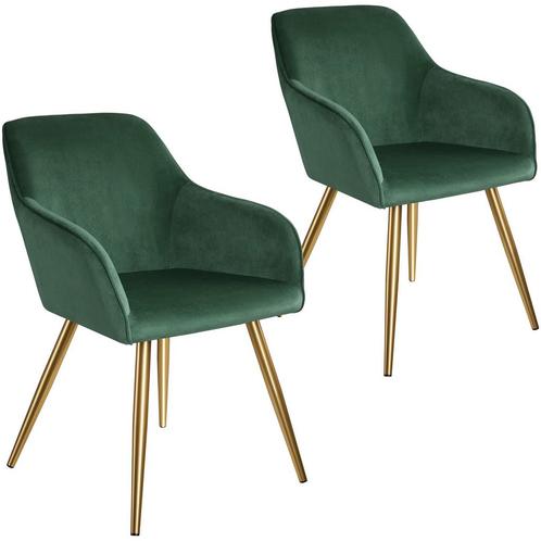 Eetkamerstoel Marilyn fluweellook, gouden poten - donkergroe, Huis en Inrichting, Stoelen, Verzenden