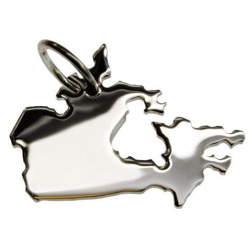 Zilveren Landkaart Canada ketting hanger, Sieraden, Tassen en Uiterlijk, Kettinghangers, Verzenden