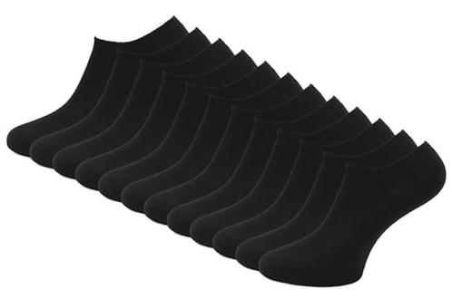 12 paar Bonanza sneakersokken - Basic - Platte Naad - Zwart, Kleding | Heren, Sokken en Kousen, Verzenden