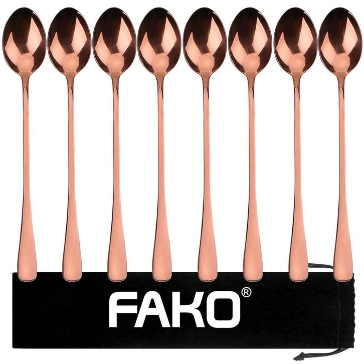 Fako Bijoux - 8 Lange Lepels - Latte Macchiato - Longdrink -, Huis en Inrichting, Keuken | Bestek, Verzenden