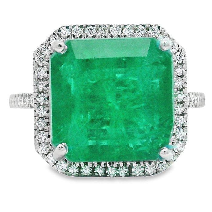 Ring Platina - 8.33ct. tw. Smaragd - Diamant, Sieraden, Tassen en Uiterlijk, Ringen