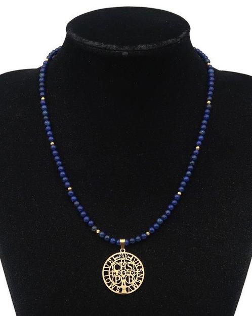 Lapis lazuli - Exorcisme ketting - Sint Benedictus kruis -, Antiek en Kunst, Antiek | Boeken en Bijbels