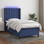 vidaXL Boxspring met matras en LED stof blauw 90x200 cm, Huis en Inrichting, 90 cm, Eenpersoons, Nieuw, 200 cm