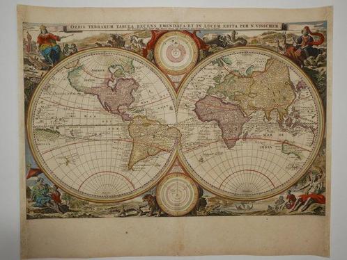 Wereld - Wereld; Nicolaas Visscher - Orbis Terrarum Tabula, Boeken, Atlassen en Landkaarten