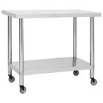RVS Werktafel op Wielen - - Tweedekansje! OP = OP, Ophalen of Verzenden, Nieuw in verpakking, RVS Meubilair