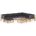 vidaXL 8-delige Loungeset met donkergrijze kussens bamboe, Verzenden, Nieuw, Hout, Loungeset